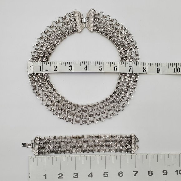 Monet Vintage Chain Mail Necklace & Bracelet Set - Picture 13 of 16